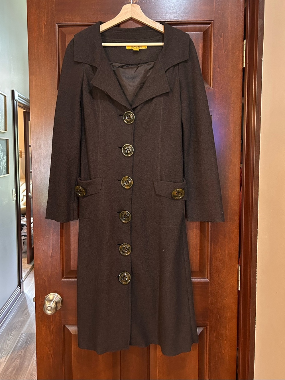 Y2K Millard Fillmore Anthropologie Wool Blend Long Coat Brown Size M